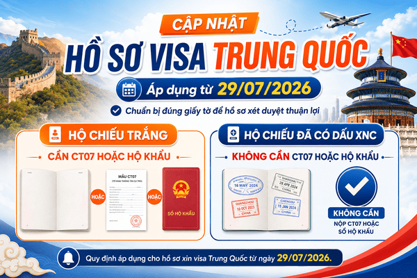 Quy Định Hồ Sơ Visa Trung Quốc Mới Từ Ngày 29/07/2026